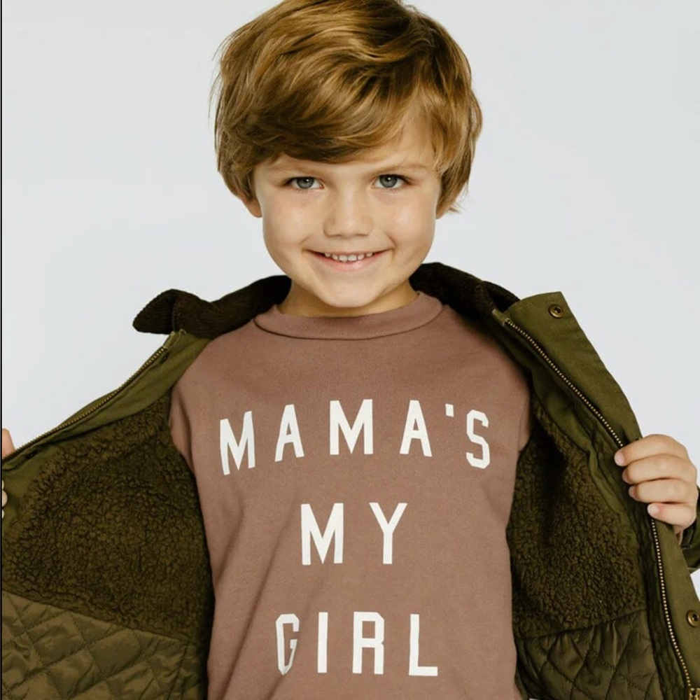 Brown Cozy Crew Neck Sweater “Mama’s My Girl”